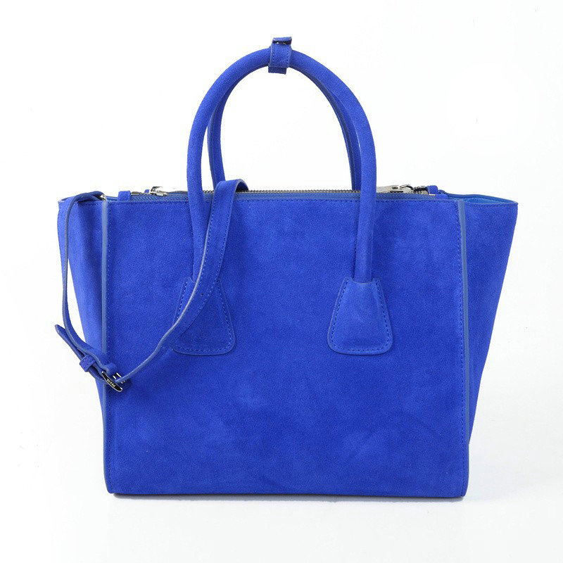 2014 Prada Suede Leather Tote Bag BN2619 blue